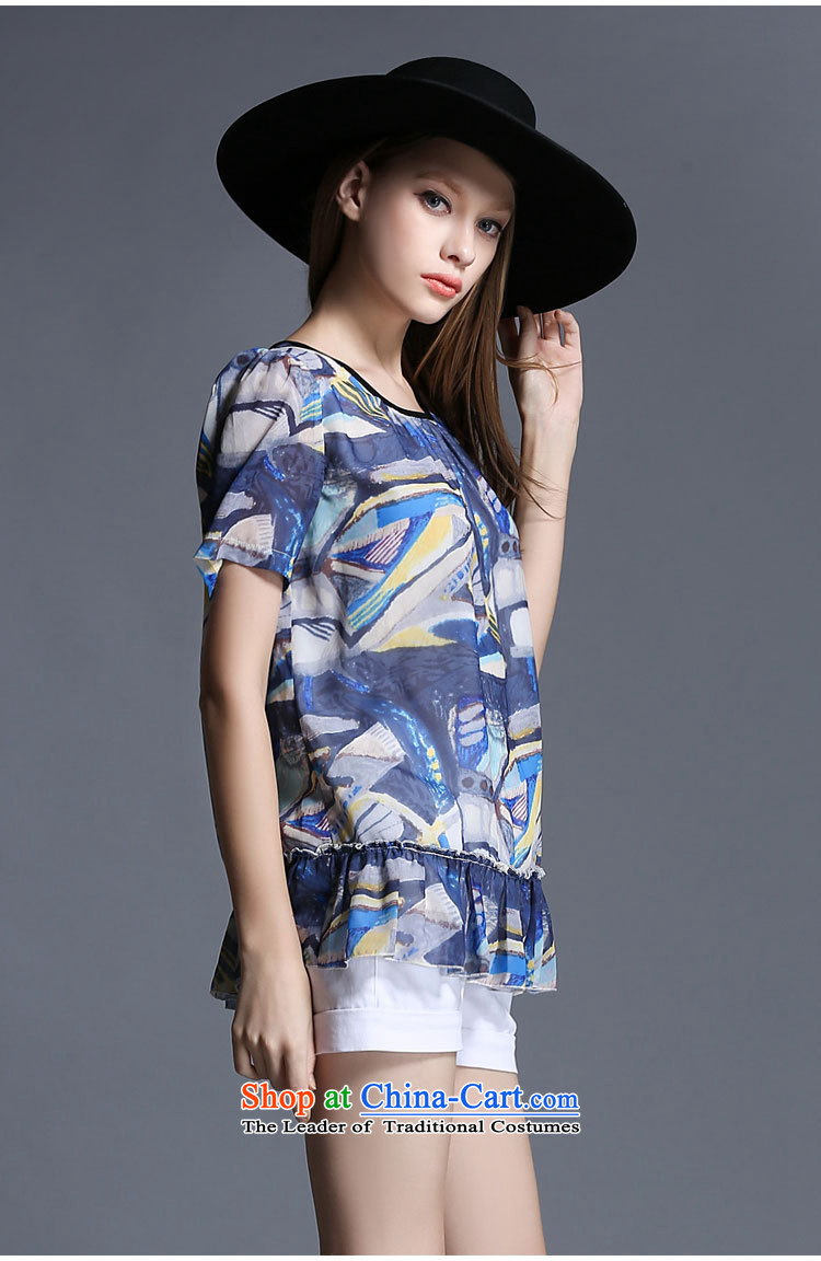 Improving access of 2015 Summer new larger female personality with T-shirt video stamp crowsfoot thin short-sleeved T-shirt with round collar  XXXXL color pictures picture 1932, prices, brand platters! The elections are supplied in the national character of distribution, so action, buy now enjoy more preferential! As soon as possible.