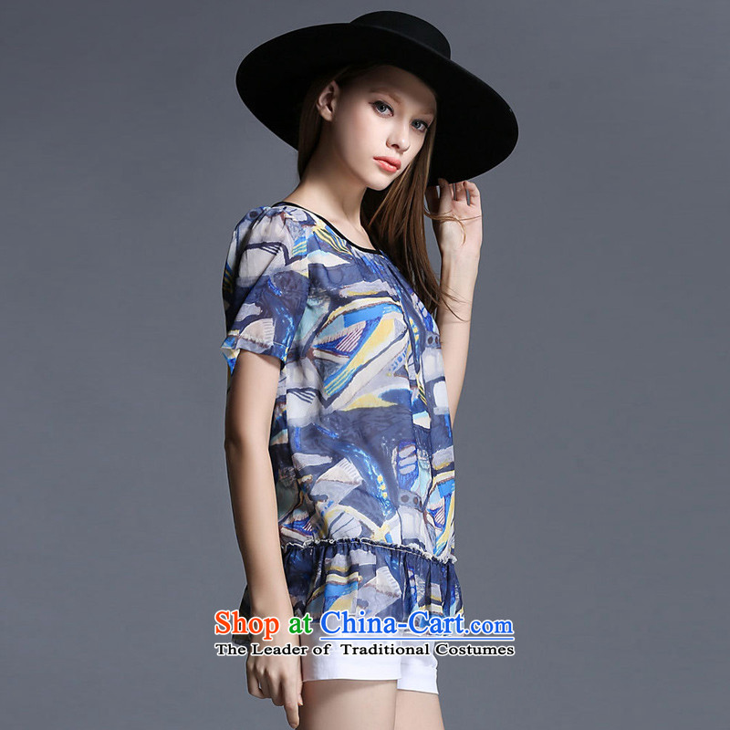 Improving access of 2015 Summer new larger female personality with T-shirt video stamp crowsfoot thin short-sleeved T-shirt with round collar 1932 color picture XXXXL, MUFUNA improving access () , , , shopping on the Internet