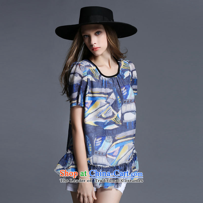 Improving access of 2015 Summer new larger female personality with T-shirt video stamp crowsfoot thin short-sleeved T-shirt with round collar 1932 color picture XXXXL, MUFUNA improving access () , , , shopping on the Internet