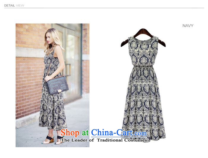 The results of the 2015 Summer new larger female thick sister to intensify the bohemian long skirt Foutune of video thin stamp widen swing dresses 397 dark blue 5XL stamp picture, prices, brand platters! The elections are supplied in the national character of distribution, so action, buy now enjoy more preferential! As soon as possible.