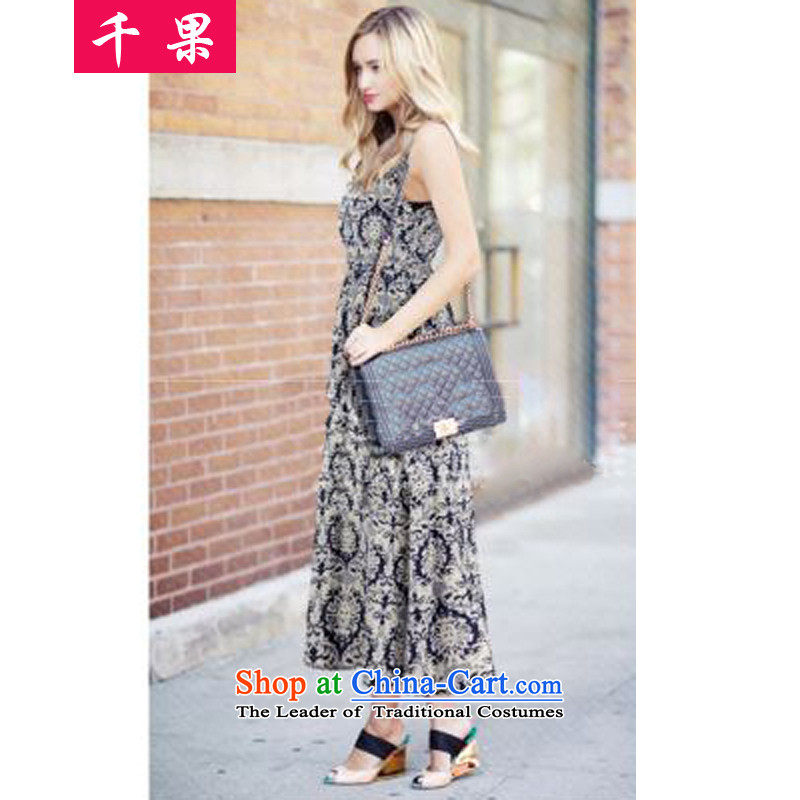 The results of the 2015 Summer new larger female thick sister to intensify the bohemian long skirt Foutune of video thin stamp widen swing dresses 397 dark blue stamp 5XL, QIANGUO fruit (thousands) , , , shopping on the Internet