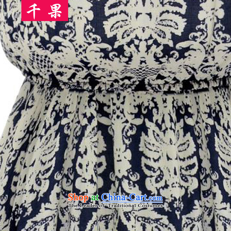 The results of the 2015 Summer new larger female thick sister to intensify the bohemian long skirt Foutune of video thin stamp widen swing dresses 397 dark blue stamp 5XL, QIANGUO fruit (thousands) , , , shopping on the Internet