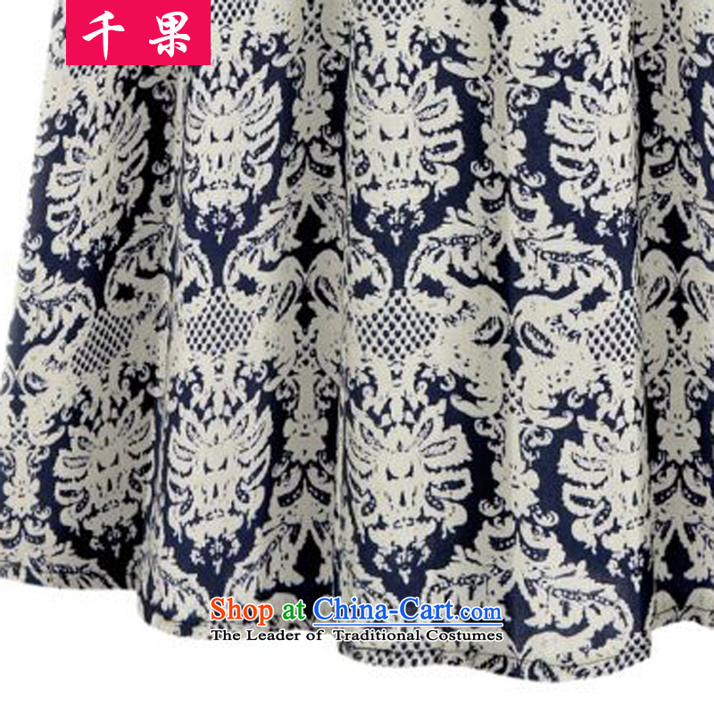 The results of the 2015 Summer new larger female thick sister to intensify the bohemian long skirt Foutune of video thin stamp widen swing dresses 397 dark blue stamp 5XL, QIANGUO fruit (thousands) , , , shopping on the Internet