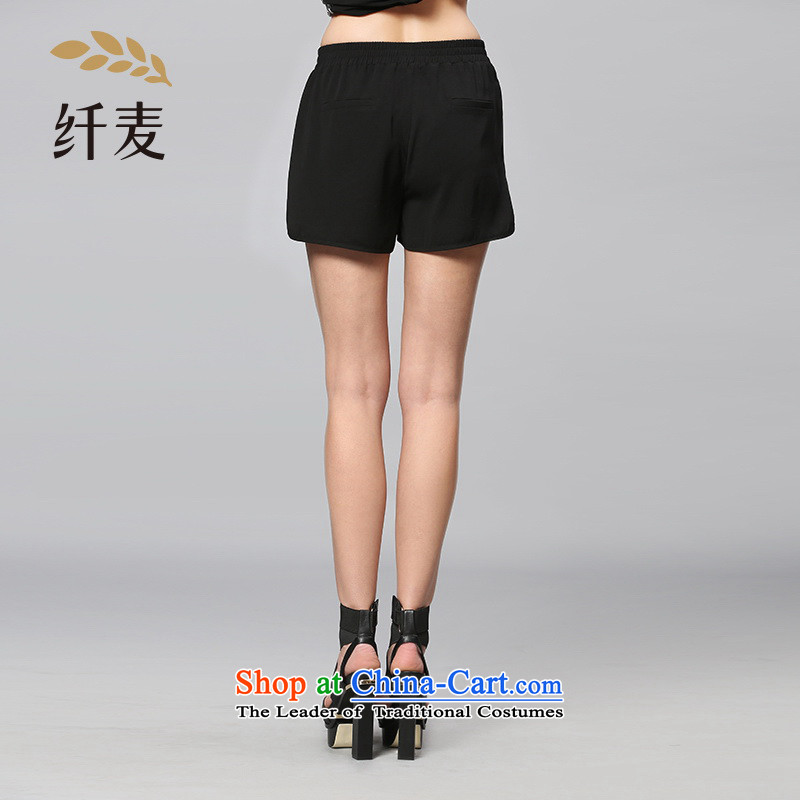 The former Yugoslavia Migdal cooked larger women 2015 Summer new fat mm Sau San stitching Mesh shorts 352094129 4XL, Black Small Mak , , , shopping on the Internet