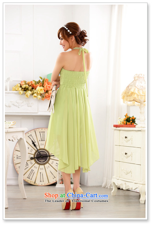 C.o.d. 2015 Summer new stylish temperament atmospheric aristocratic bare shoulders hang also elegant foutune show large chiffon dovetail dress dresses fruit green are code picture, prices, brand platters! The elections are supplied in the national character of distribution, so action, buy now enjoy more preferential! As soon as possible.