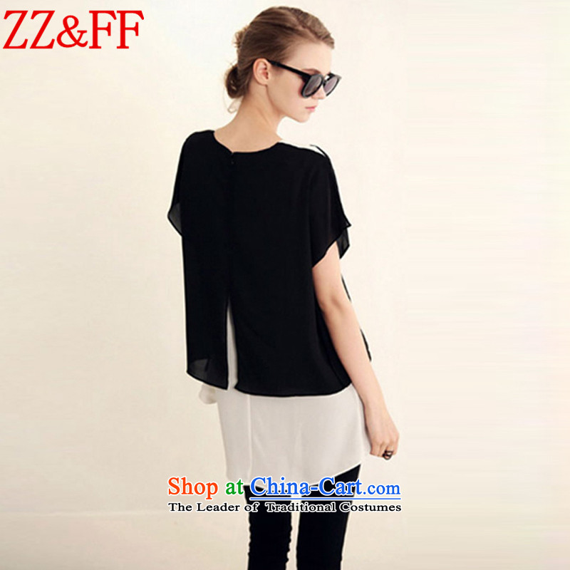 2015 Summer Zz&ff large new women's stylish Sau San short-sleeved T-shirt-length pants, and Leisure Kit TZ8079 female black XXXXL,ZZ&FF,,, shopping on the Internet