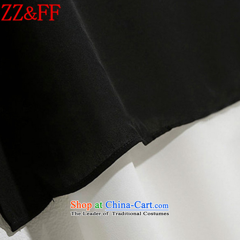 2015 Summer Zz&ff large new women's stylish Sau San short-sleeved T-shirt-length pants, and Leisure Kit TZ8079 female black XXXXL,ZZ&FF,,, shopping on the Internet