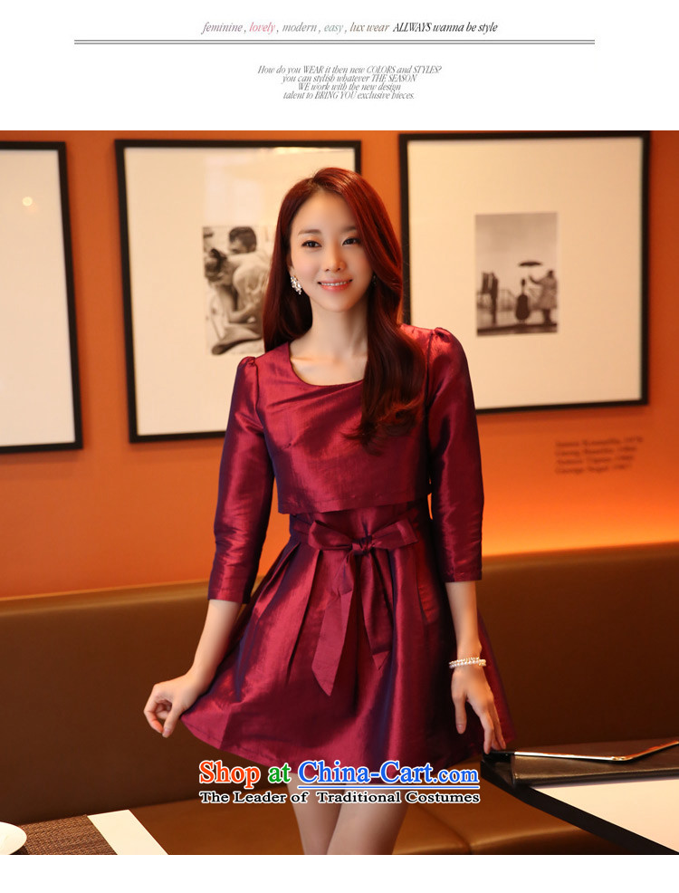 C.o.d. 2015 Summer new stylish look long-sleeved leave two elegant A Skirt Sau San bon bon apron skirt thick MM larger dress wine red M picture, prices, brand platters! The elections are supplied in the national character of distribution, so action, buy now enjoy more preferential! As soon as possible.