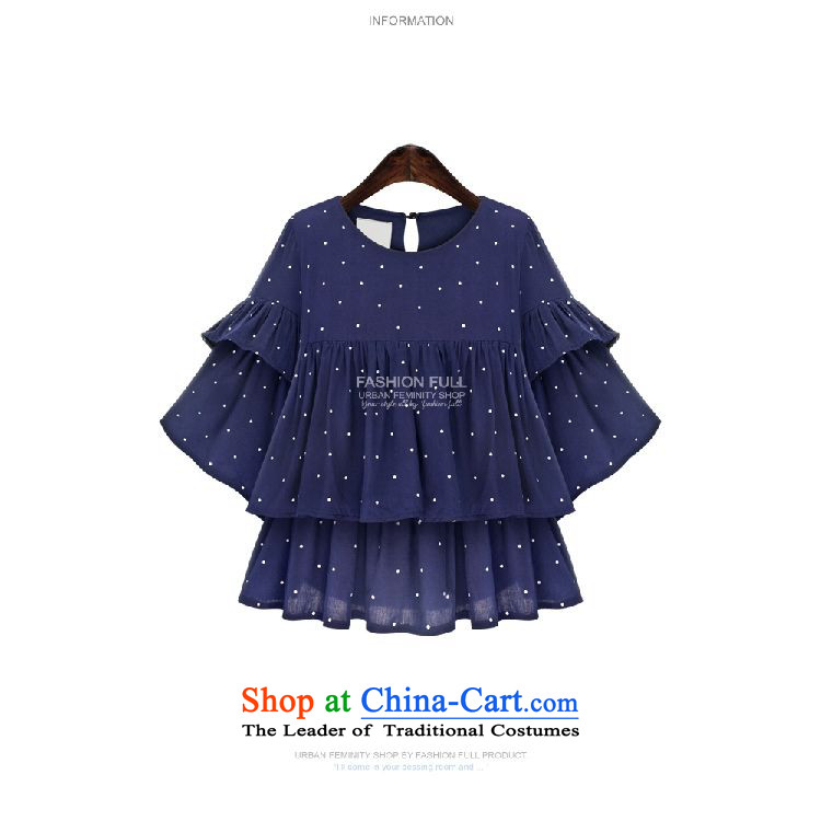   2015 Summer Sophie left Korean large code women 200 catties thick mm thin dot graphics omelet Loose Cuff T-shirt shirt + solid color shorts packaged deep blue XXL picture, prices, brand platters! The elections are supplied in the national character of distribution, so action, buy now enjoy more preferential! As soon as possible.