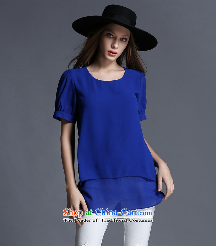 The lymalon2015 Lehmann Summer Western New larger female loose round-neck collar Solid Color Sleek and versatile T-shirt T-shirt 1972 Blue XXL picture, prices, brand platters! The elections are supplied in the national character of distribution, so action, buy now enjoy more preferential! As soon as possible.