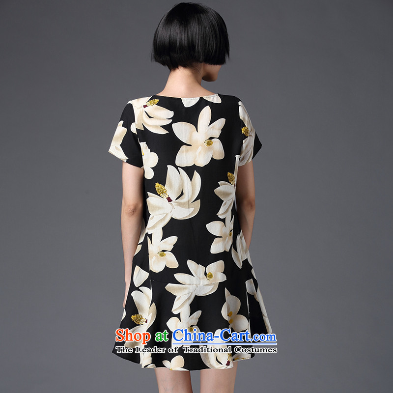 The Director of the women's code for summer 2015 new Korean thick MM stylish stamp graphics thin dresses   2918 Black Large 5XL Code 200, of about sovereignty (smeilovly) , , , shopping on the Internet