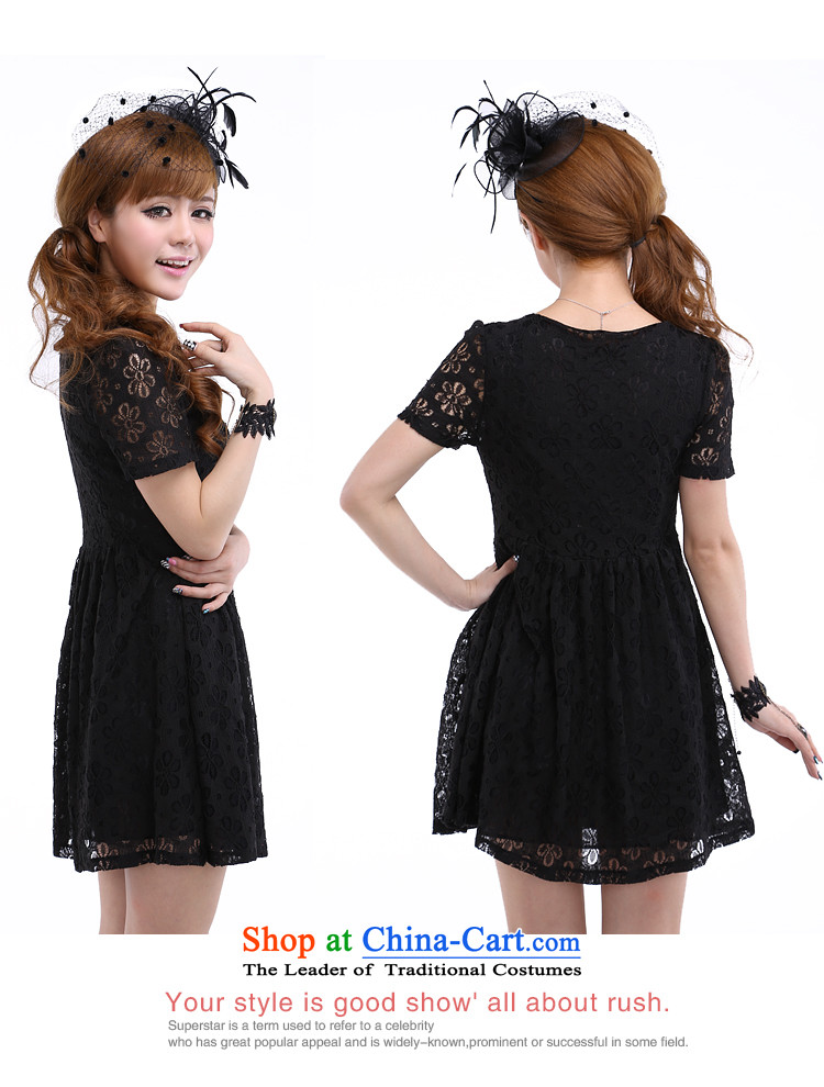 Luo Shani Flower Code women's dresses thick sister to increase girls' expertise for summer graphics, thin lace skirt 6218 Black XL Photo, prices, brand platters! The elections are supplied in the national character of distribution, so action, buy now enjoy more preferential! As soon as possible.