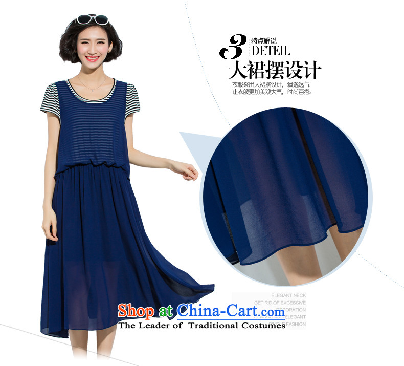 The Eternal-soo to xl women's dresses thick sister mm2015 summer new product version won relaxd graphics slender skirt leave streaks two short-sleeved blue skirt XL Photo, prices, brand platters! The elections are supplied in the national character of distribution, so action, buy now enjoy more preferential! As soon as possible.
