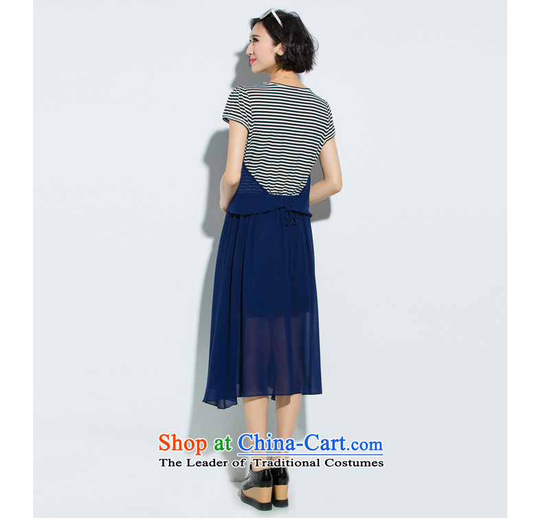 The Eternal-soo to xl women's dresses thick sister mm2015 summer new product version won relaxd graphics slender skirt leave streaks two short-sleeved blue skirt XL Photo, prices, brand platters! The elections are supplied in the national character of distribution, so action, buy now enjoy more preferential! As soon as possible.