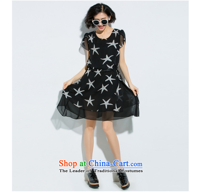 The Eternal-soo to xl women's dresses thick sister summer new mm thick Korean chiffon loose thick, Hin thin, Lap sea star pattern dresses Black XL Photo, prices, brand platters! The elections are supplied in the national character of distribution, so action, buy now enjoy more preferential! As soon as possible.