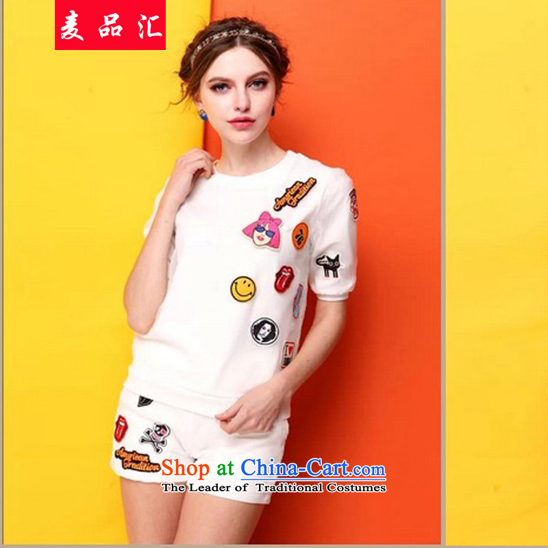 Mr Hui 2015 summer products new Korean version of fat mm larger women's shorts, short-sleeved to loose the two piece graphics thin T-shirt Kit 602 white XXL, Mak products removals by sinks , , , shopping on the Internet
