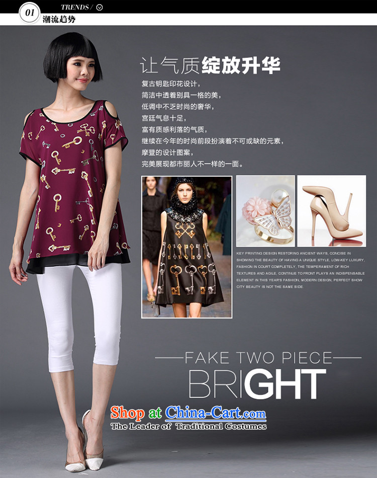 Of staff to increase the burden of 200 yards women thick mm summer Korean modern stamp short-sleeved T-shirt bare shoulders chiffon Netherlands 1371 wine red 3XL large pictures, about 160 price, brand platters! The elections are supplied in the national character of distribution, so action, buy now enjoy more preferential! As soon as possible.