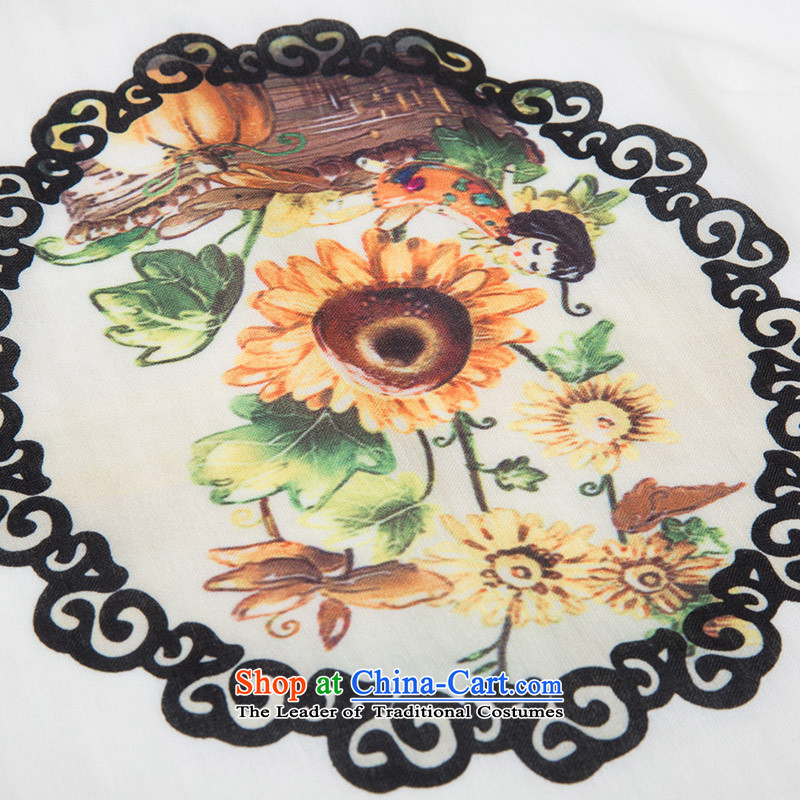 The former Yugoslavia Migdal Code women 2015 Summer new stylish mm thick sunflower stitching T-shirt 952362403 5XL, white slim Mak , , , shopping on the Internet