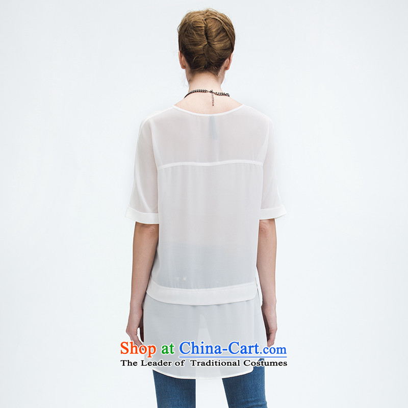 The former Yugoslavia Migdal Code women 2015 Summer new stylish mm thick chiffon stitching figures T-shirt 952153968 3XL, white slim Mak , , , shopping on the Internet