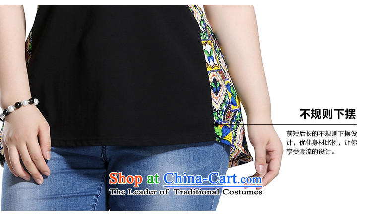 The former Yugoslavia Li Sau 2015 Summer new larger female round-neck collar stamp chiffon collision does not rule under the multi-colored T-shirt Q8781 3XL black picture, prices, brand platters! The elections are supplied in the national character of distribution, so action, buy now enjoy more preferential! As soon as possible.