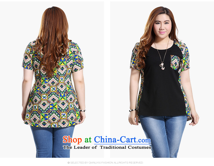 The former Yugoslavia Li Sau 2015 Summer new larger female round-neck collar stamp chiffon collision does not rule under the multi-colored T-shirt Q8781 3XL black picture, prices, brand platters! The elections are supplied in the national character of distribution, so action, buy now enjoy more preferential! As soon as possible.