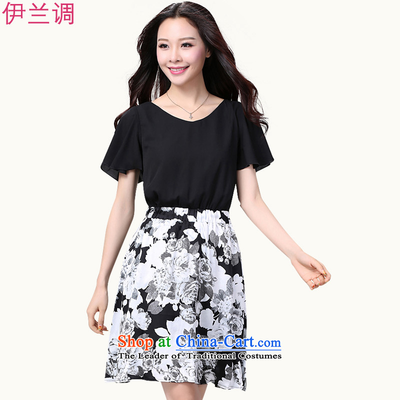 To increase the number of women with thick mm thick snow sister woven dresses stamp Korean recite the summer 2210 thin graphics are decorated in black flowerXL