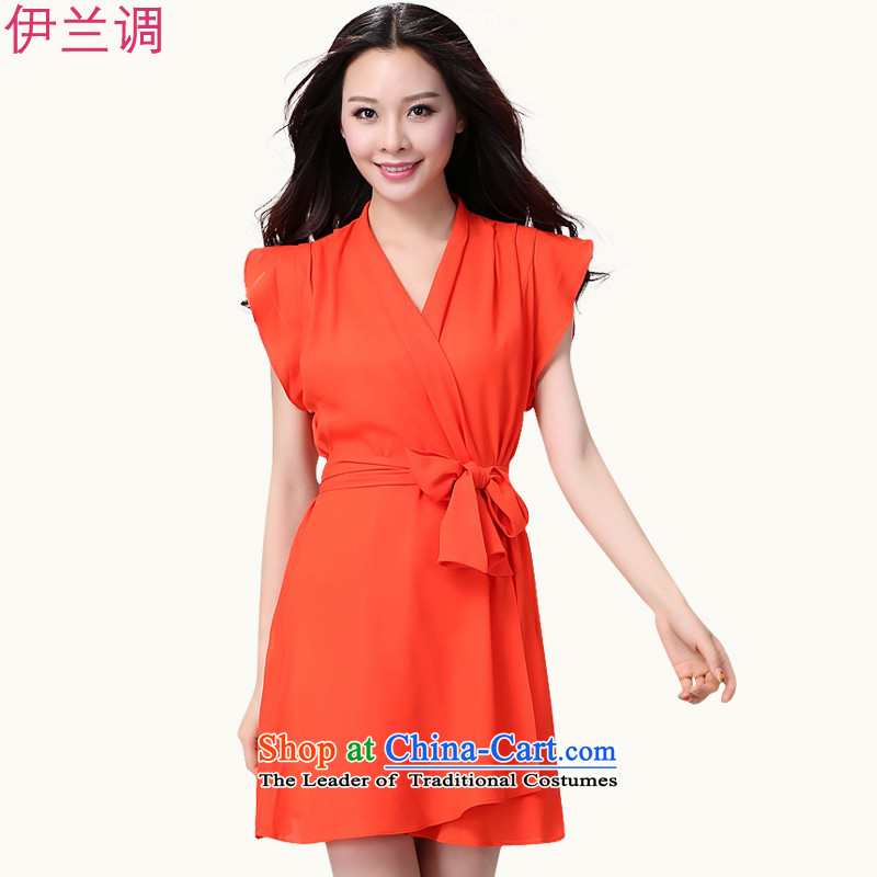 To xl dresses thick sister larger female thick mm summer summer Korean chiffon high-end graphics thin 2,215 red XXL