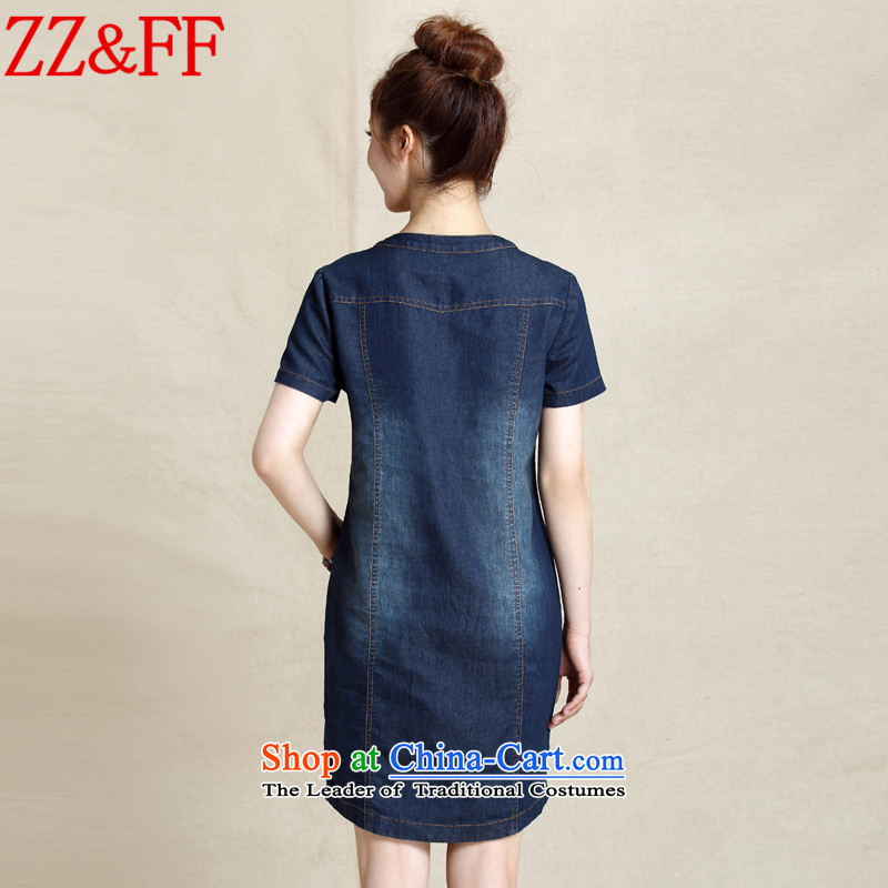 2015 Summer Zz&ff new Korean version of large numbers of ladies relaxd A skirt dresses LYQ982 female dark blue XXXXXL,ZZ&FF,,, shopping on the Internet