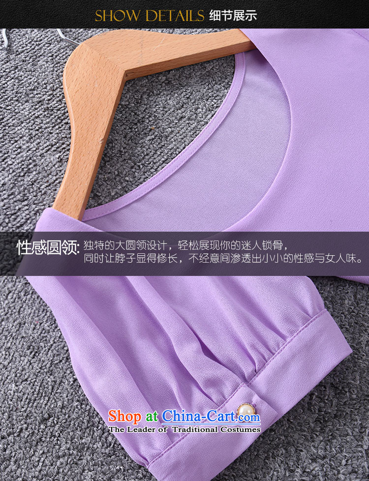 Replace Ting zhuangting2015 summer Western New larger female loose round-neck collar Solid Color Sleek and versatile T-shirt T-shirt 1972 purple 4XL Photo, prices, brand platters! The elections are supplied in the national character of distribution, so action, buy now enjoy more preferential! As soon as possible.