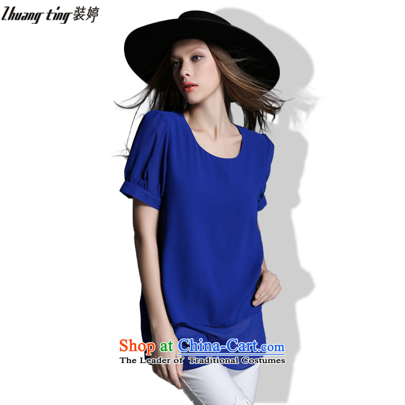 Replace Ting zhuangting2015 summer Western New larger female loose round-neck collar Solid Color Sleek and versatile T-shirt T-shirt 4XL, purple load 1972-ting (zhuangting) , , , shopping on the Internet