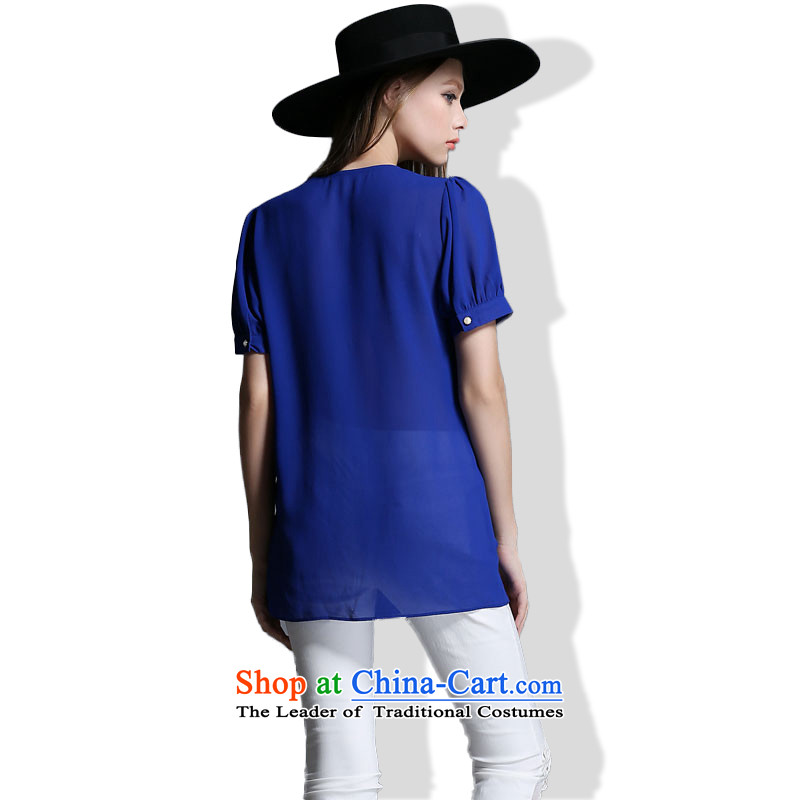 Replace Ting zhuangting2015 summer Western New larger female loose round-neck collar Solid Color Sleek and versatile T-shirt T-shirt 4XL, purple load 1972-ting (zhuangting) , , , shopping on the Internet