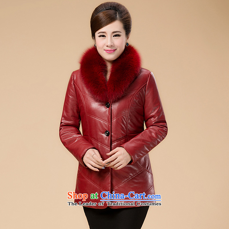 In the number of older women in Haining leather garments long xl fur coat middle-aged female loaded with alpaca wool mother coat cotton coat 8808 Blue 4XL,JACK EVIS,,, shopping on the Internet