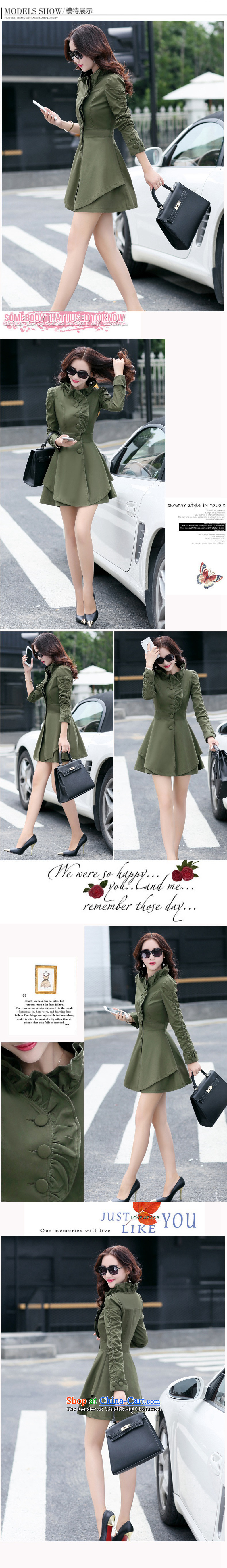 Mr Ronald know windbreaker autumn 2015 new Korean girl-style single row tie long-sleeved Sau San in long jacket, GD-7238 Army green  L picture, prices, brand platters! The elections are supplied in the national character of distribution, so action, buy now enjoy more preferential! As soon as possible.