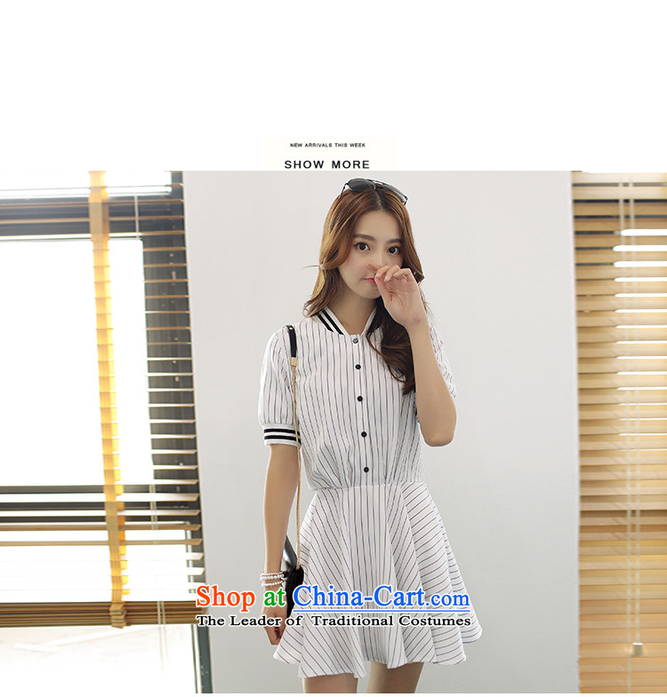 American Samoa Nika larger women 2015 Korean new summer) thick mm stripe movement video thin short-sleeved dresses streaks XL Photo, prices, brand platters! The elections are supplied in the national character of distribution, so action, buy now enjoy more preferential! As soon as possible.
