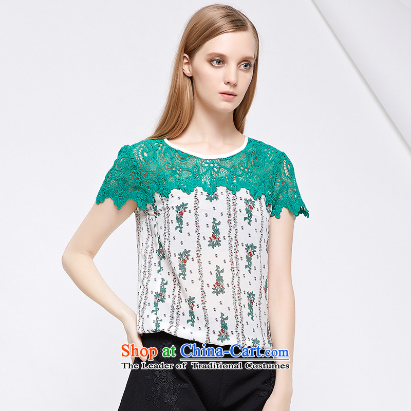 As provided for by 2015 Summer new larger female lace stitching small saika video thin large short-sleeved T-shirt 2821 Green 5XL, Yee (qisuo provisions) , , , shopping on the Internet