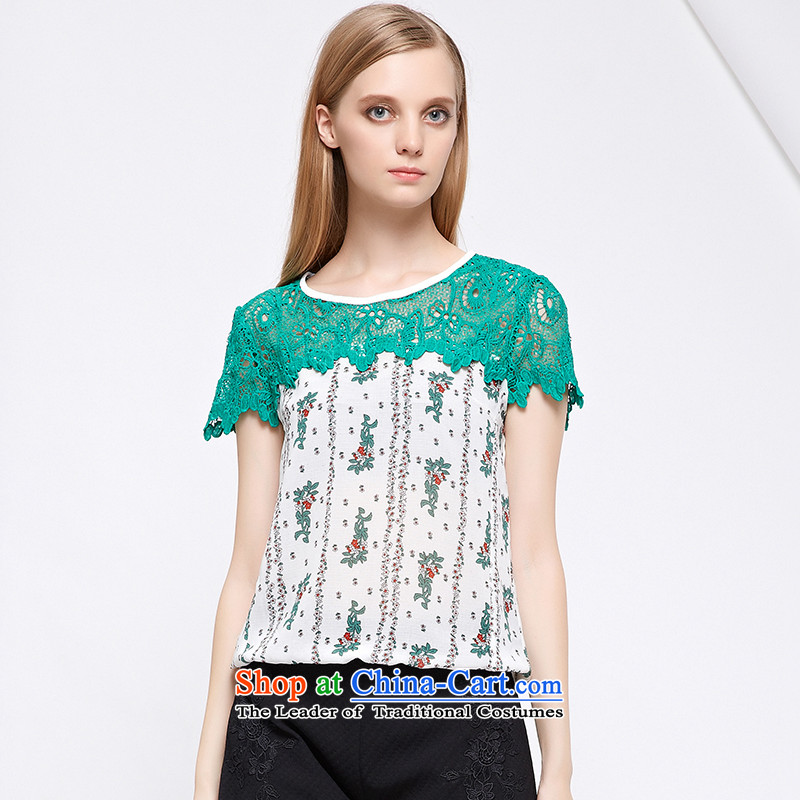 As provided for by 2015 Summer new larger female lace stitching small saika video thin large short-sleeved T-shirt 2821 Green 5XL, Yee (qisuo provisions) , , , shopping on the Internet