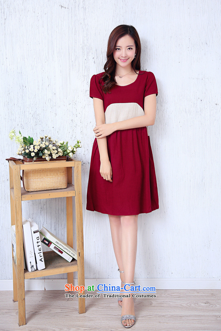 El-ju Yee Nga thick sister summer larger female cotton linen dresses YJ0287 RED XXXL picture, prices, brand platters! The elections are supplied in the national character of distribution, so action, buy now enjoy more preferential! As soon as possible.