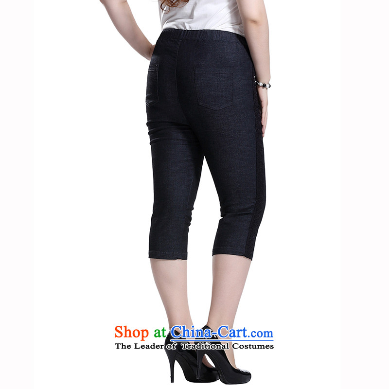 The former Yugoslavia Li Sau 2015 Summer new larger elasticated waist in female drawcord waist trousers and lace adorn video 7, forming the thin cowboy Q8380 black 36, Yugoslavia trousers Li Sau-shopping on the Internet has been pressed.