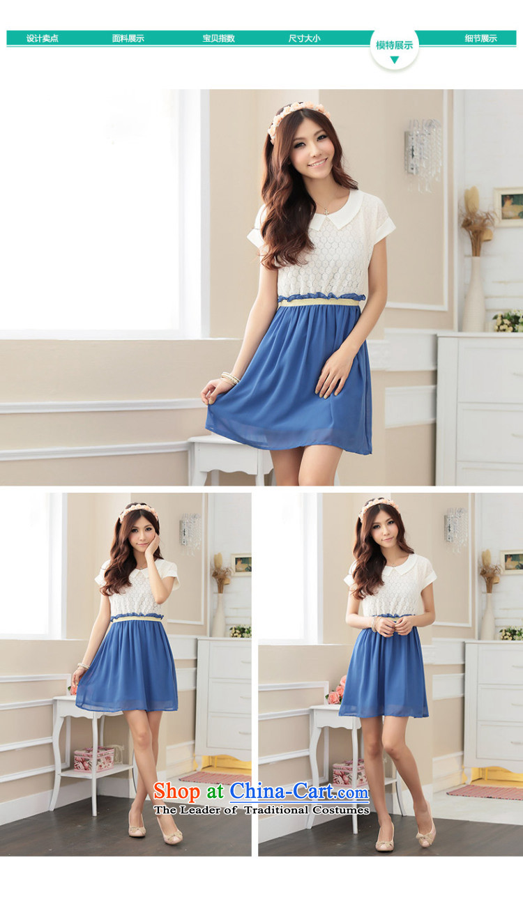 C.o.d. large number - Summer new stylish date of thick MM larger women's dresses Sau San video short-sleeved thin lace chiffon skirt 3XL Blue Photo, prices, brand platters! The elections are supplied in the national character of distribution, so action, buy now enjoy more preferential! As soon as possible.
