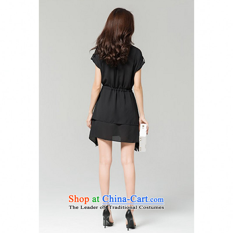 C.o.d. larger by 2015 Summer new stylish extra chiffon lace dresses women 200 mm in thick long catty, short-sleeved black skirt 2XL, land still El Yi shopping on the Internet has been pressed.