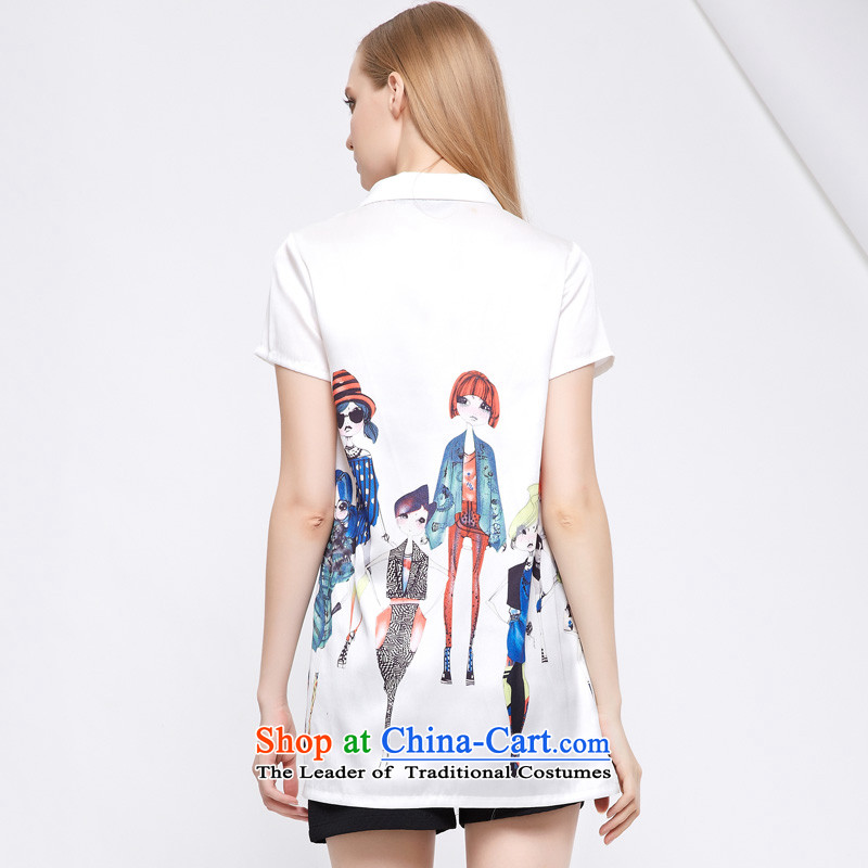 As provided for by 2015 Summer new larger female graphics card curs thin in the stamp long short-sleeved T-shirt chiffon Netherlands 2880 White 5XL, Yee (qisuo provisions) , , , shopping on the Internet