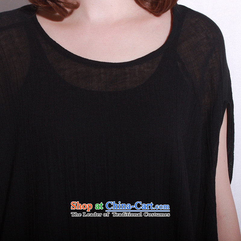 The staff of the Advisory Committee of the summer to increase women's code thick mm loose video graphics in thin long irregular cotton linen short-sleeved shirt skirts black single layer are relaxd, director of the dream of code (mmys advisory shopping on