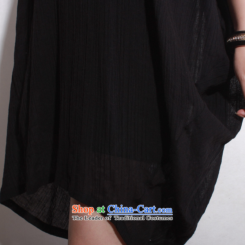 The staff of the Advisory Committee of the summer to increase women's code thick mm loose video graphics in thin long irregular cotton linen short-sleeved shirt skirts black single layer are relaxd, director of the dream of code (mmys advisory shopping on