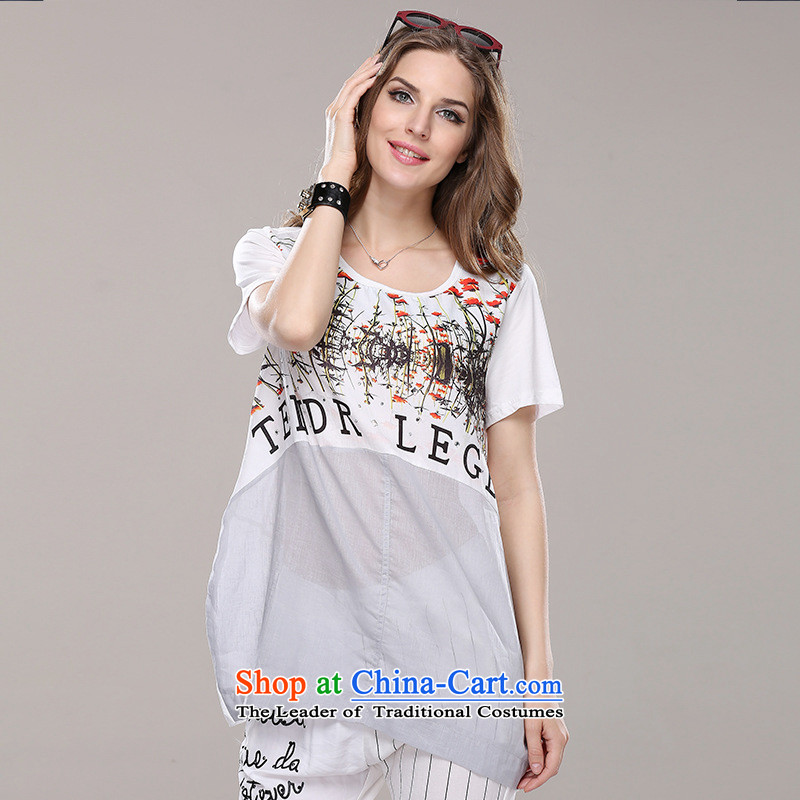  Summer 2015 Elizabeth discipline code women thick MM cotton linen t-shirt to xl cowboy stitching Ms. color T-shirt QME712X- knocked gray and white 2XL, discipline Windsor shopping on the Internet has been pressed.