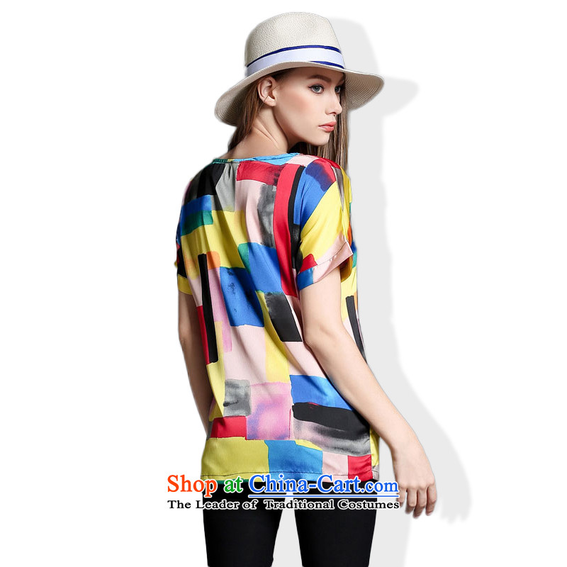 The lymalon Lehmann 2015 Western new summer, large female loose fit short stamp stitching t-shirt with round collar 1905 color picture XL, Sulaiman Ronnie (LYMALON) , , , shopping on the Internet