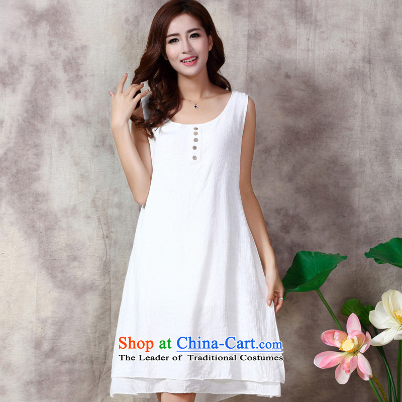 The sea route to spend the summer of Korean New Pure color in the large long skirt vest 1108 White XL, sea route to spend shopping on the Internet has been pressed.