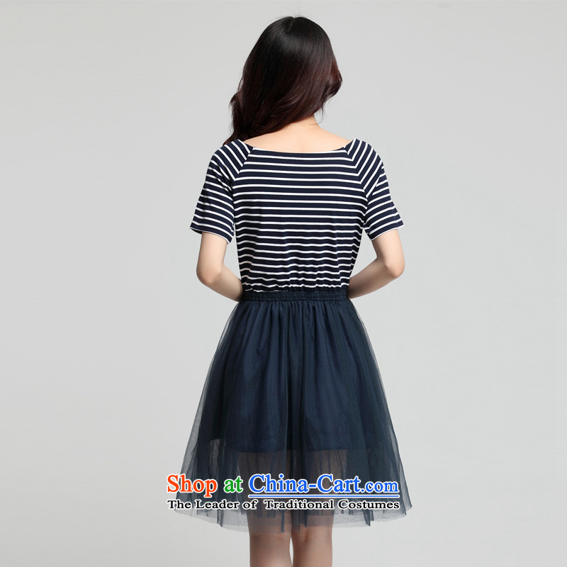 Coveted new summer xl women's sister party for thick banding stitching OSCE root yarn short-sleeved dresses 3755 Blue XXXL, coveted (tanai) , , , shopping on the Internet