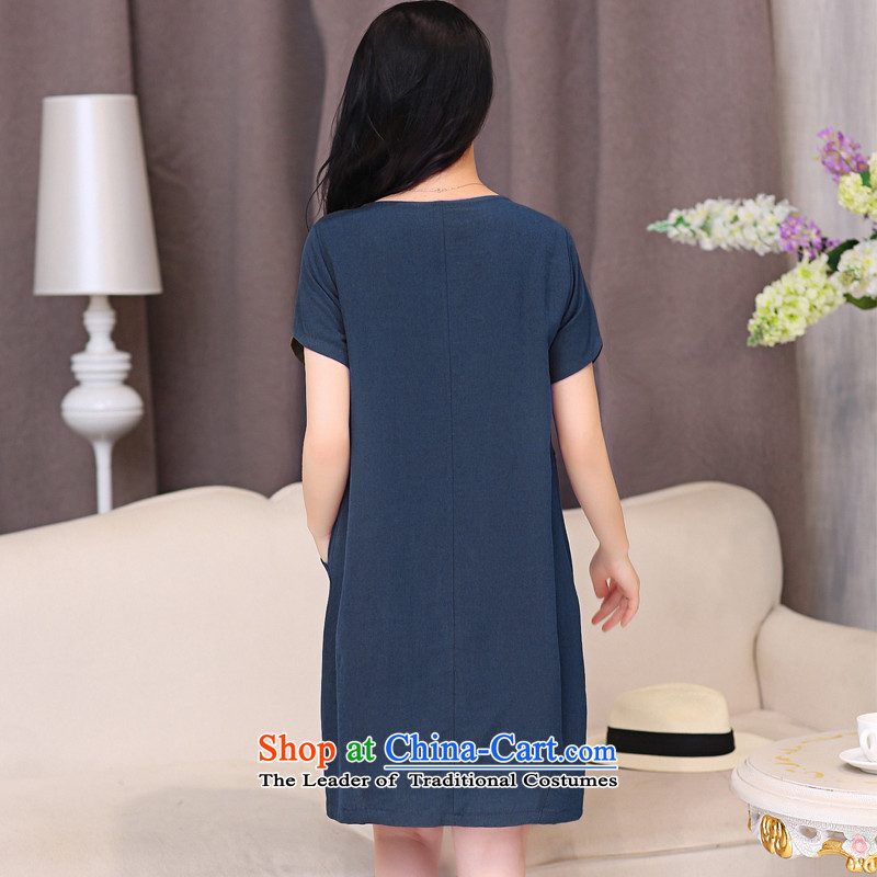 Optimize new Connie Pik Korean to intensify code ad-dress thick mm loose video in thin long cotton linen dresses summer BW2007 Blue M recommendations 105-120, Pik-optimized Connie shopping on the Internet has been pressed.