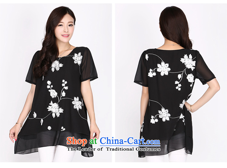 Luo Shani flower code of the Netherlands battalion chiffon fertilizer XL Women's Summer thick sister embroidery short-sleeved T-shirt thin video 2XL Photo Black, 2,219 officers price, brand platters! The elections are supplied in the national character of distribution, so action, buy now enjoy more preferential! As soon as possible.