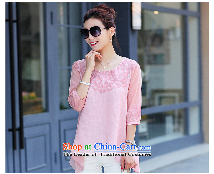 For the people by 2015 Summer Doi new cotton linen t-shirt female short-sleeved blouses and large middle-aged moms loose blouses female pink L picture, prices, brand platters! The elections are supplied in the national character of distribution, so action, buy now enjoy more preferential! As soon as possible.